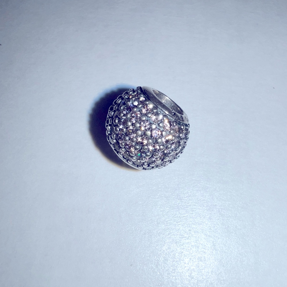 Pandora Sterling Silver Charm with light pink stones